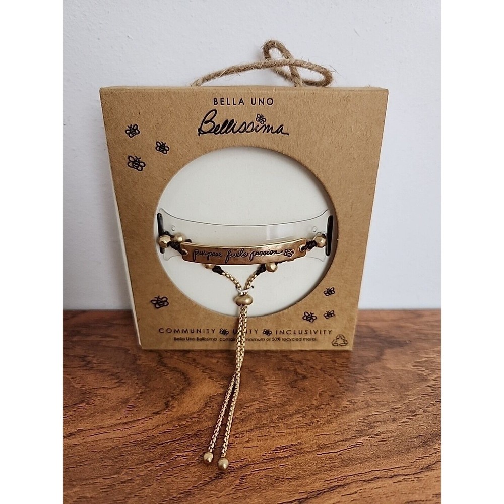 Bella Uno Bellissima "Purpose Fuels Passion" Bracelet Jewelry Gold Toned